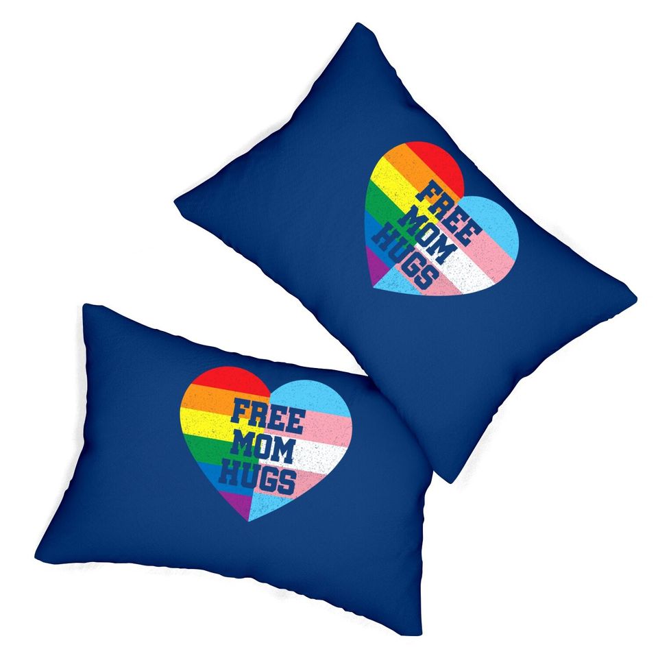 Free Mom Hugs Lumbar Pillow Gay Pride Gift Transgender Rainbow Flag Lumbar Pillow