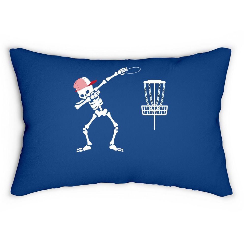 Dabbing Skeleton Wear Hat Disc Golf Player Halloween Costume Lumbar Pillow