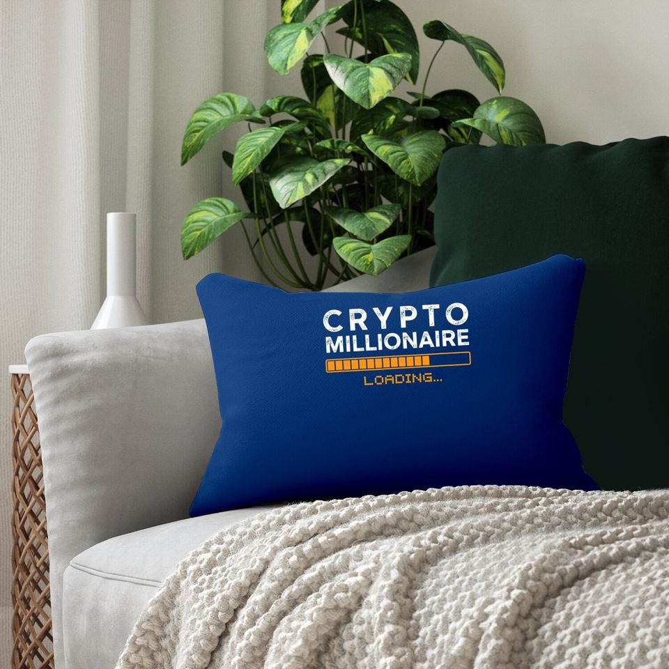 Crypto Millionaire Loading Funny Bitcoin Ethereum Currency Lumbar Pillow