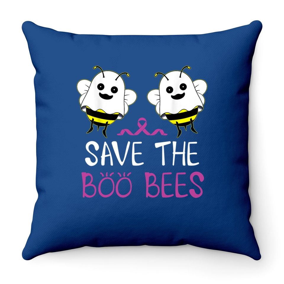 Save The Boo Bees Throw Pillow Breast Cancer Awareness Halloween Throw Pillow