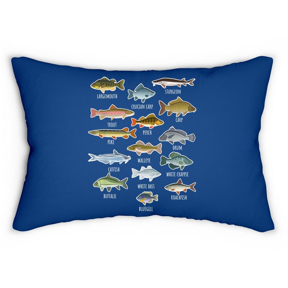 Types Of Freshwater Fish Species Fishing Lumbar Pillow