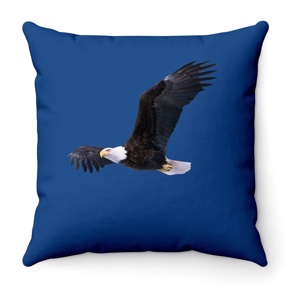 Elegant American Bald Eagle In Flight Photo Portrait Throw Pillow