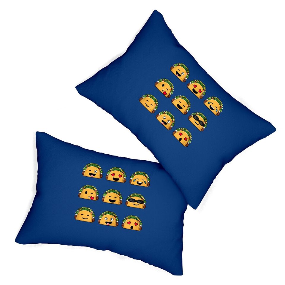 Tacos Emojis Cinco De Mayo Funny Emoticons Boys Girls Lumbar Pillow