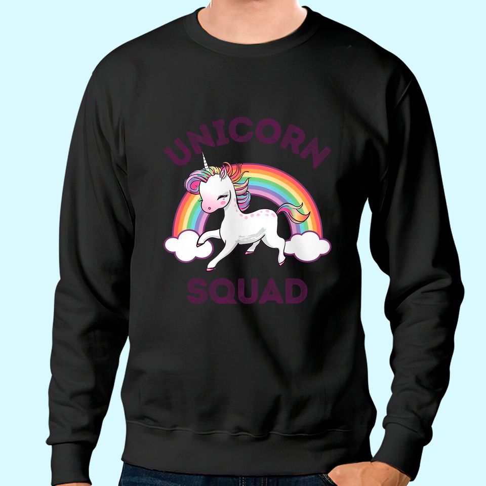 Unicorn Squad Sweatshirt Girls Kids Rainbow Unicorns Queen Gift Sweatshirt