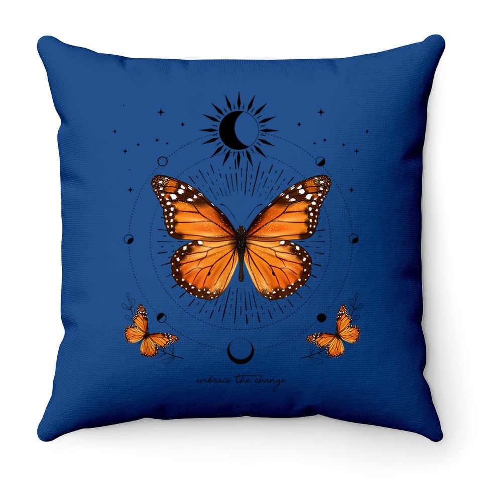 Monarch Butterfly Celestial Butterfly Sun Moon Phase Gift Throw Pillow