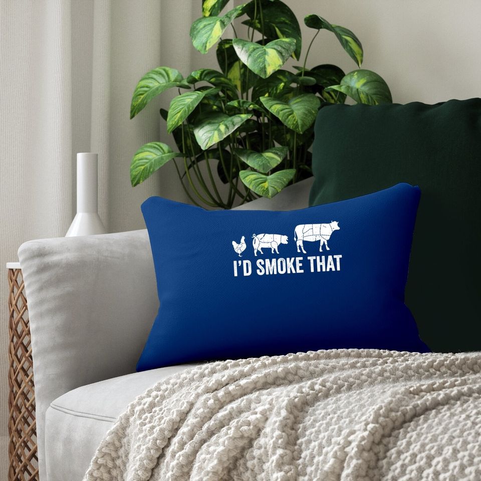 I'd Smoke That Fun Bbq Smoker Chef Lumbar Pillow