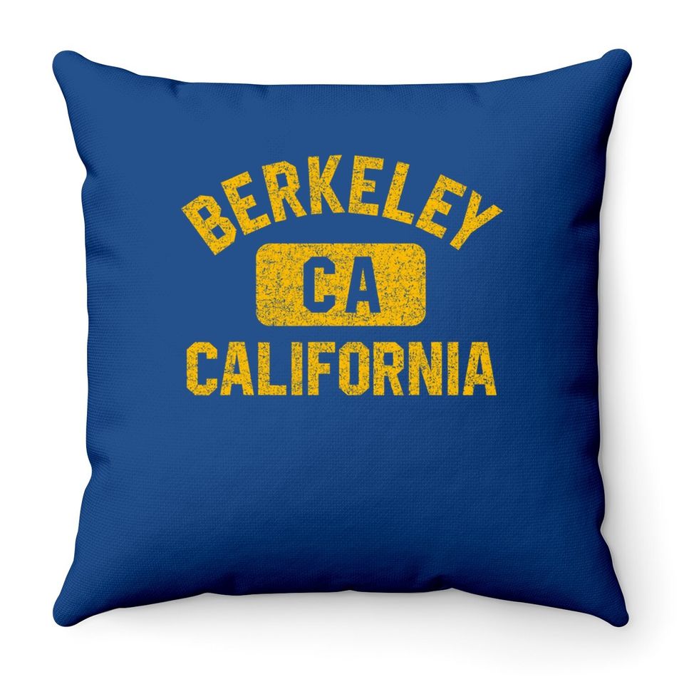 Berkeley Ca California Gym Style Distressed Amber Print Throw Pillow