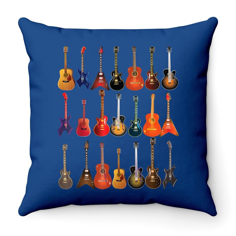Cute Guitar Rock N Roll Musical Instruments Throw Pillow