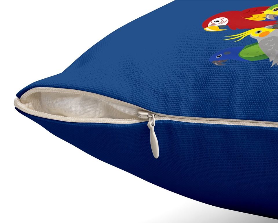 Parrot Flock - Macaw, Cockatoo, African Grey, & Budgie Throw Pillow