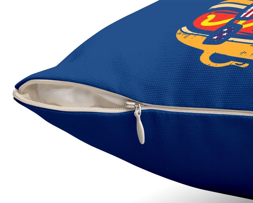 Hotdog Sunglasses American Flag Throw Pillow