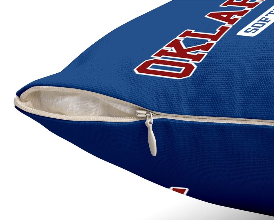 Oklahoma Softball Classic Retro Style Softball Player Throw Pillow