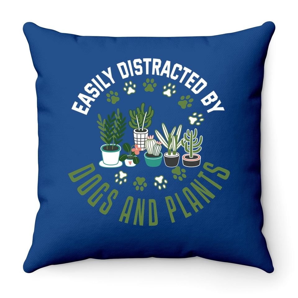 Plants And Dogs Throw Pillow Plant Lover Dog Lover Plant Throw Pillow