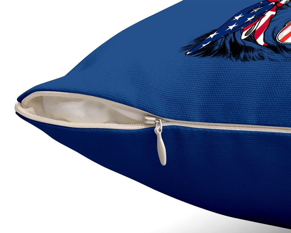 American Flag Yorkshire Terrier Yorkie Mom Throw Pillow