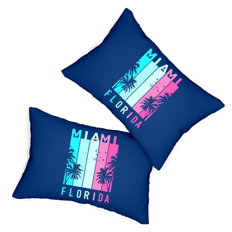 Lumbar Pillow Retro Miami Florida Beach