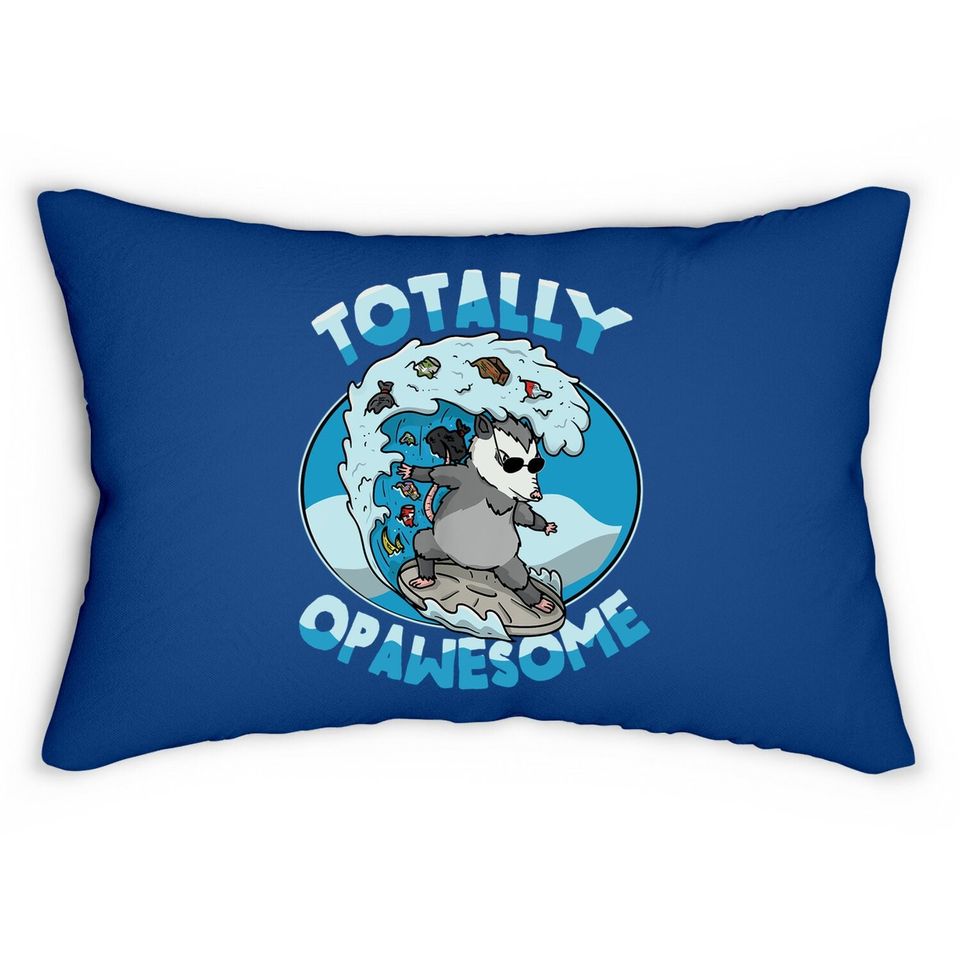 Funny Opossum Possum Totally Opawesome Surfing Lumbar Pillow