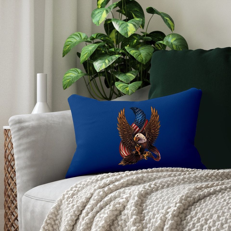 Patriotic American Design With Eagle And Flag Lumbar Pillow
