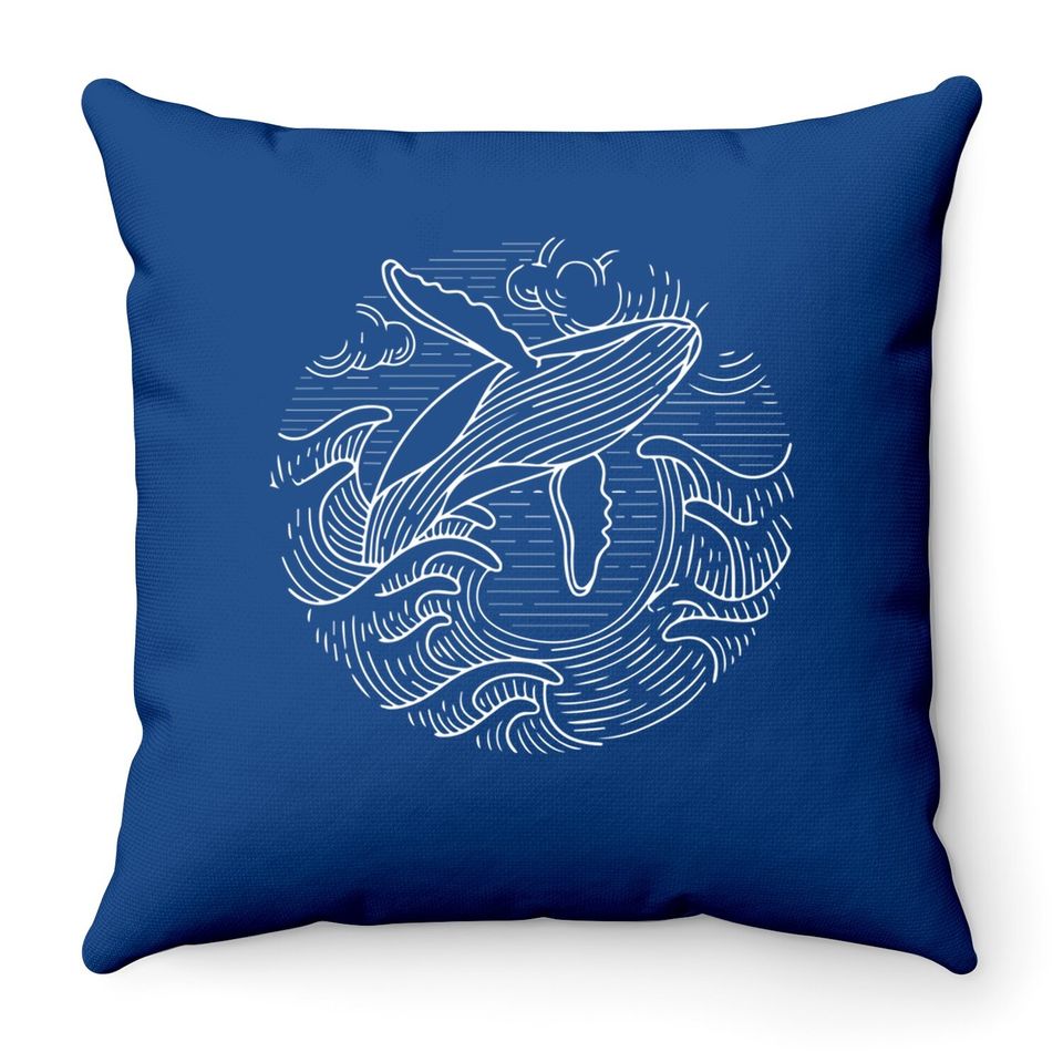 Ocean Waves Humpback Whale Throw Pillow