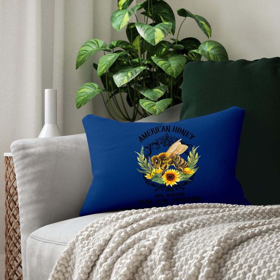 American Honey Bee Funny Beekeeping Gift For Beekeeper Lumbar Pillow