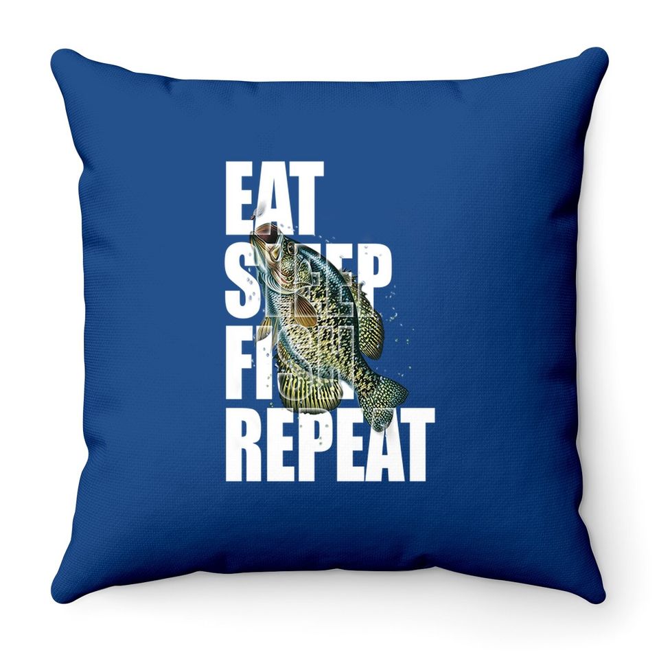 Old Glory Eat Sleep Fish Repeat Crappie Soft Throw Pillow