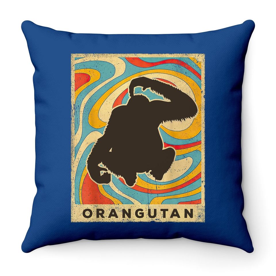 Vintage Orangutan Lover Animal Retro Style Throw Pillow