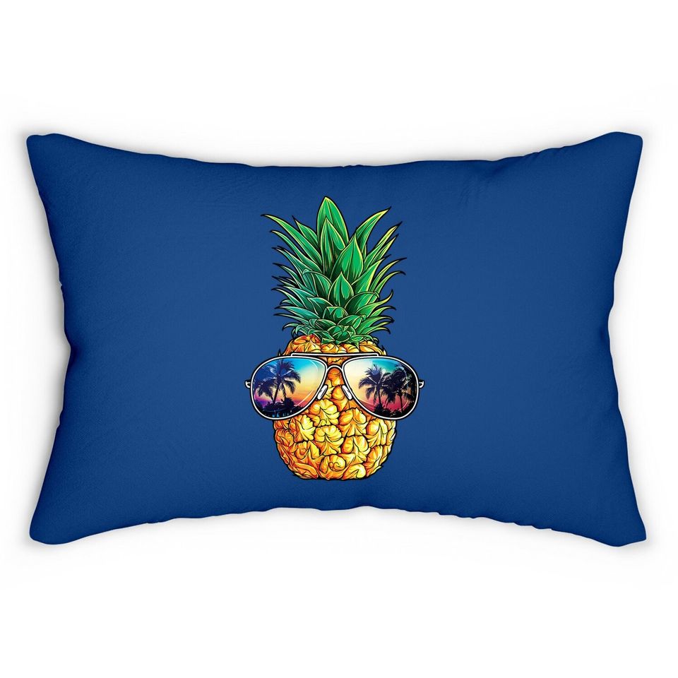 Pineapple Sunglasses Lumbar Pillow Aloha Beaches Hawaiian Lumbar Pillow