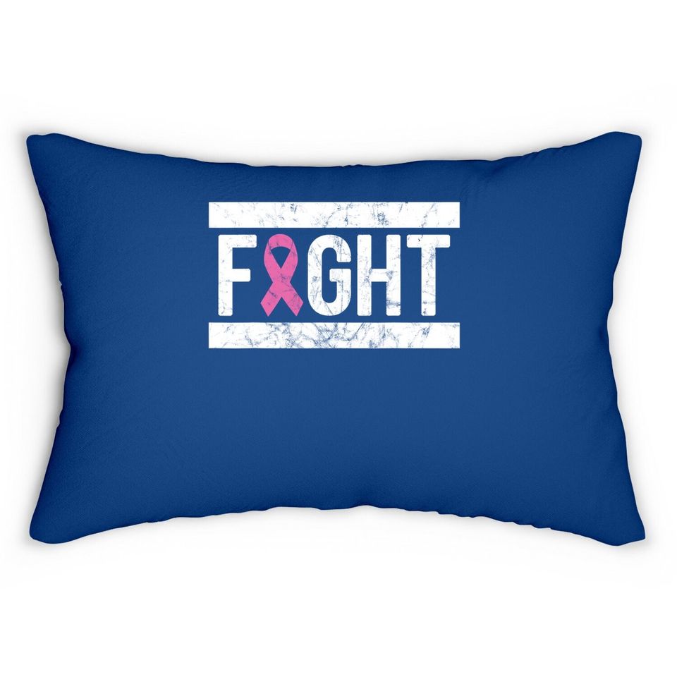 Fight Pink Breast Cancer Awareness Pink October Grunge Lumbar Pillow