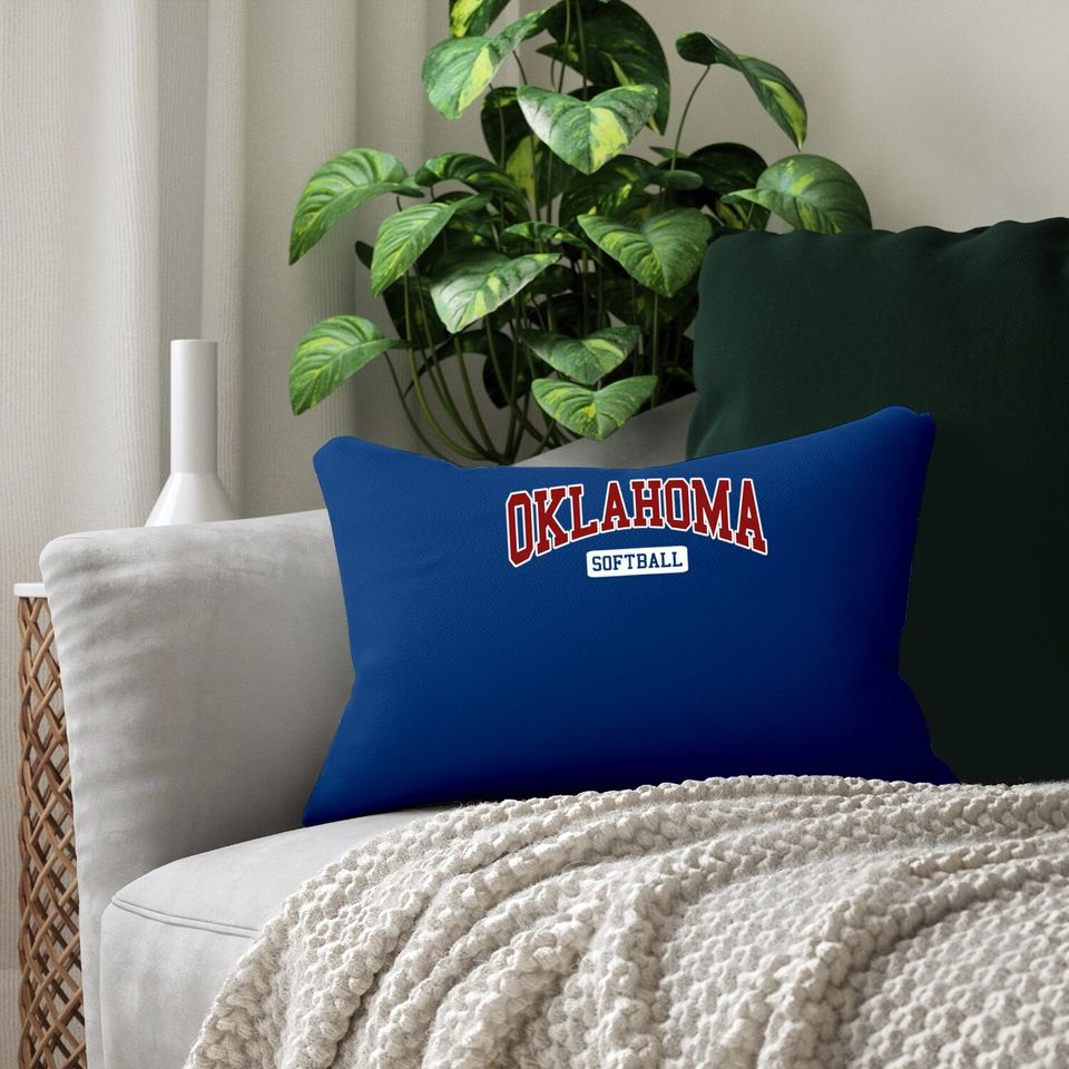 Oklahoma Softball Classic Retro Style Softball Player Lumbar Pillow