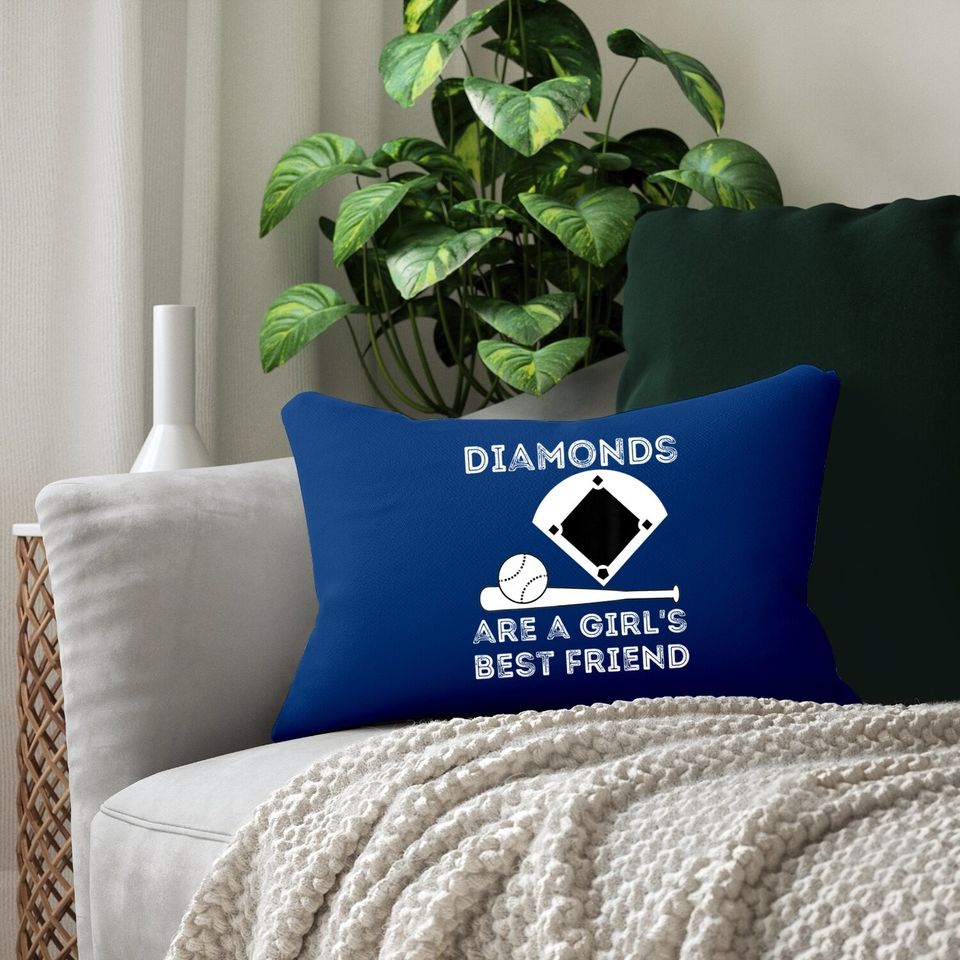 Diamonds Are A Girl's Best Friend - Baseball & Softball Fan Lumbar Pillow