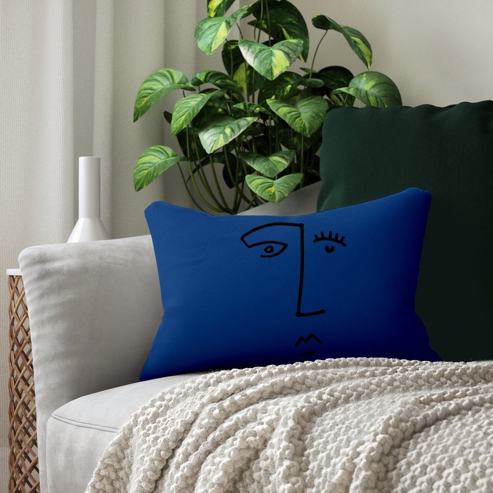 Artistic Line Drawing Abstract Face Lumbar Pillow