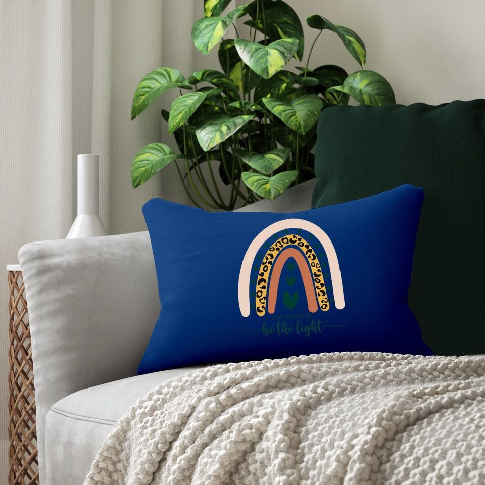 Be The Light Boho Rainbow Christian Scripture Religious Lumbar Pillow