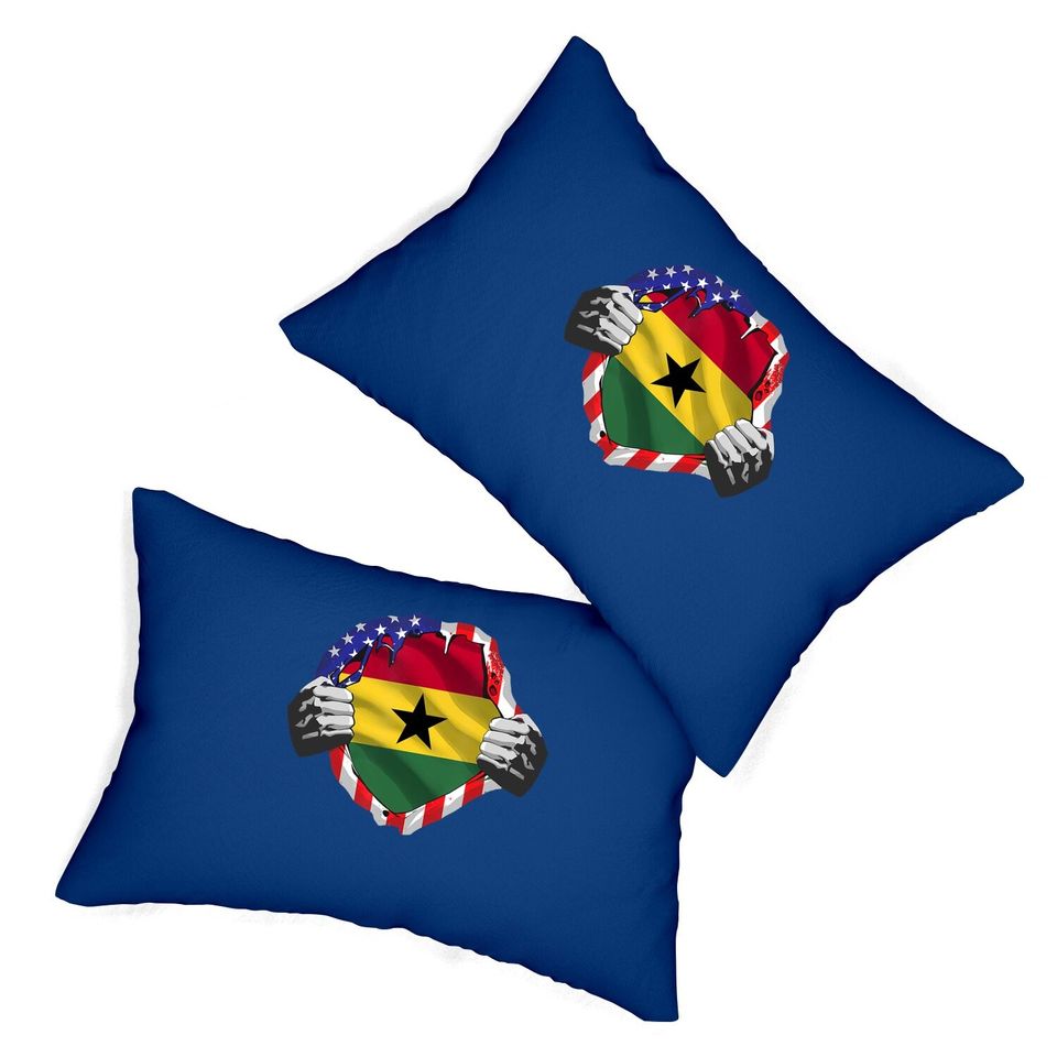 Ghana Roots Usa Flag Immigrant Lumbar Pillow