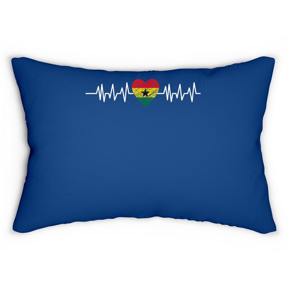 Ghana Heartbeat Pulse Ghana Flag I Love Ghana Lumbar Pillow