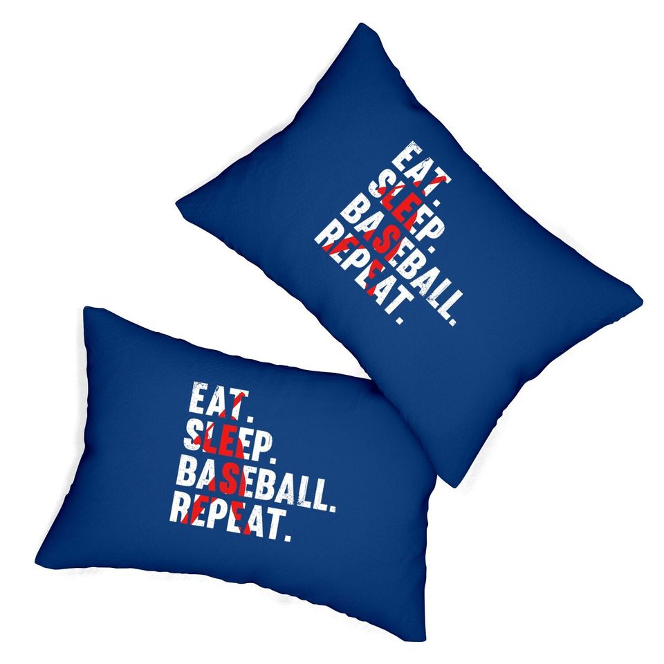 Eat Sleep Baseball Repeat, Lumbar Pillow For Sport Lovers Lumbar Pillow
