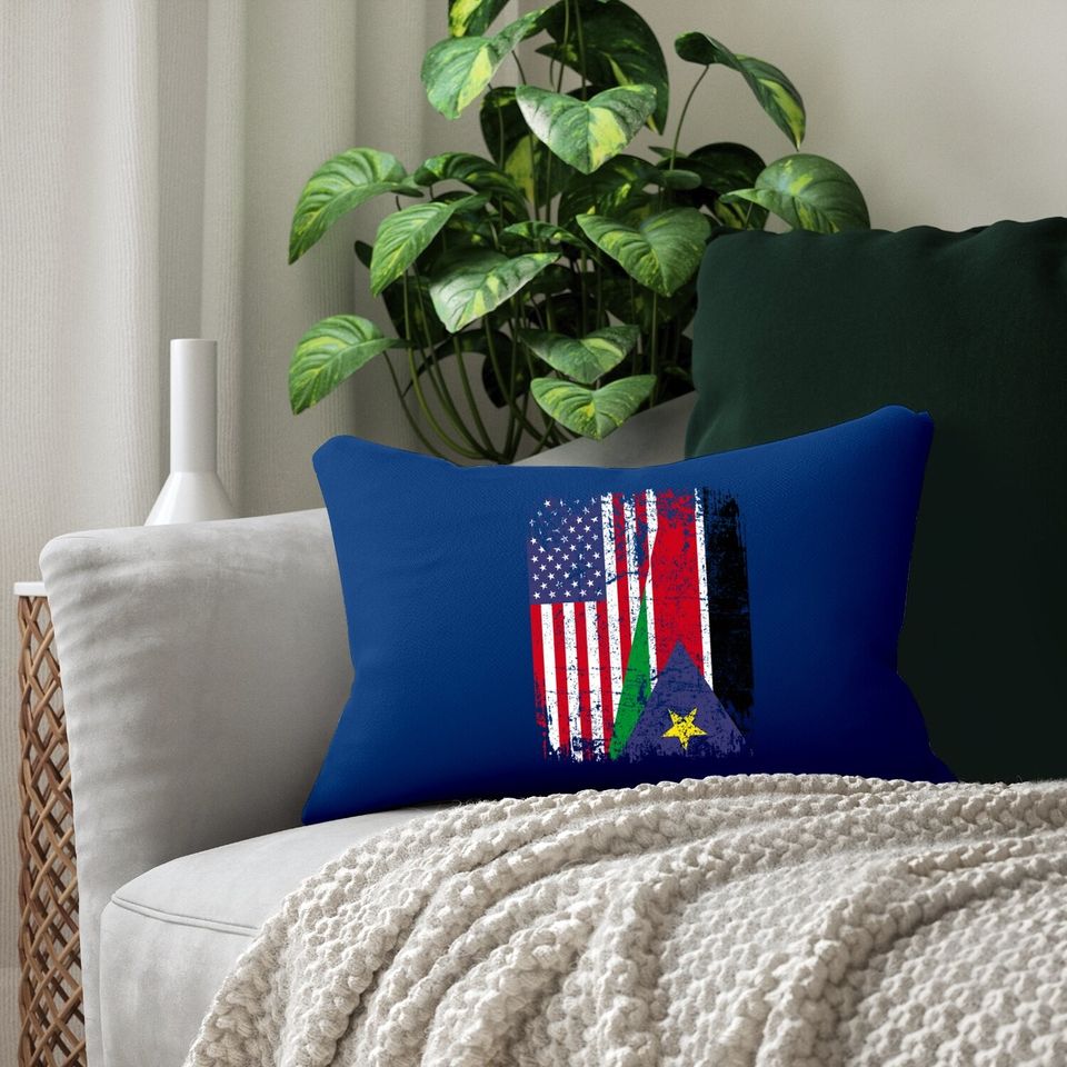 Sudanese Roots | Half American Flag | South Sudanese Flag Lumbar Pillow