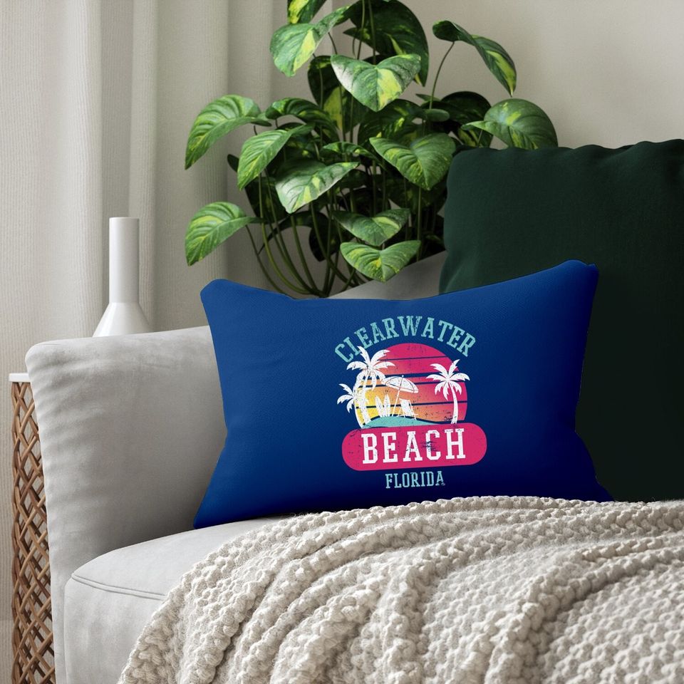 Clearwater Beach Original Florida Sunset Beaches Lumbar Pillow