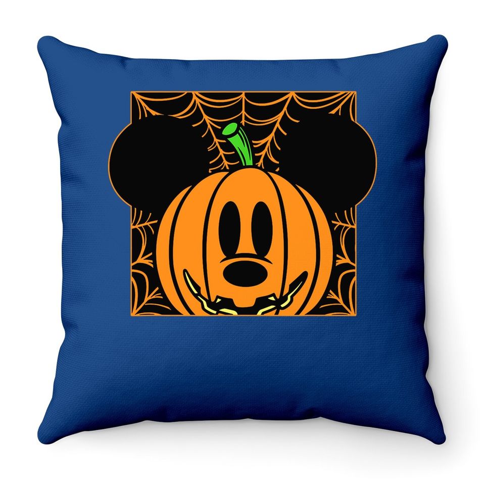 Mickey Mouse Pumpkin Web Halloween Throw Pillow