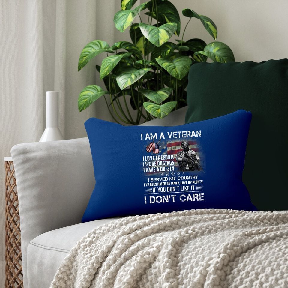 I Am A Veteran I Love Freedom My Country Funny Veteran  lumbar Pillow