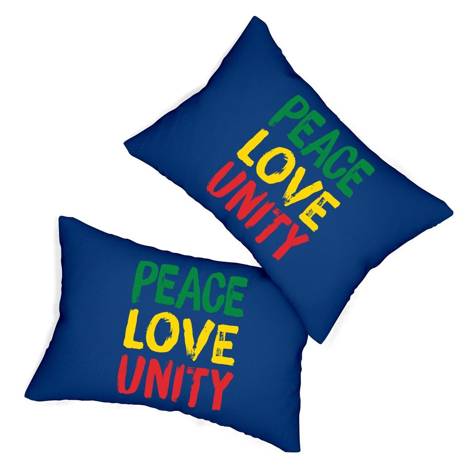 Peace Love Unity Rasta Reggae Lumbar Pillow