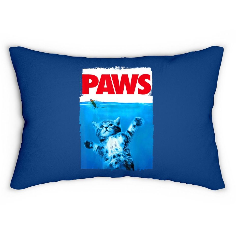 Paws Cat And Mouse Top, Cute Cat Lover Parody Top Lumbar Pillow
