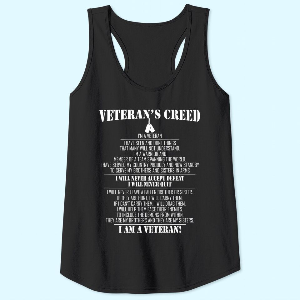 Veteran's creed I'm a veteran Tank Tops