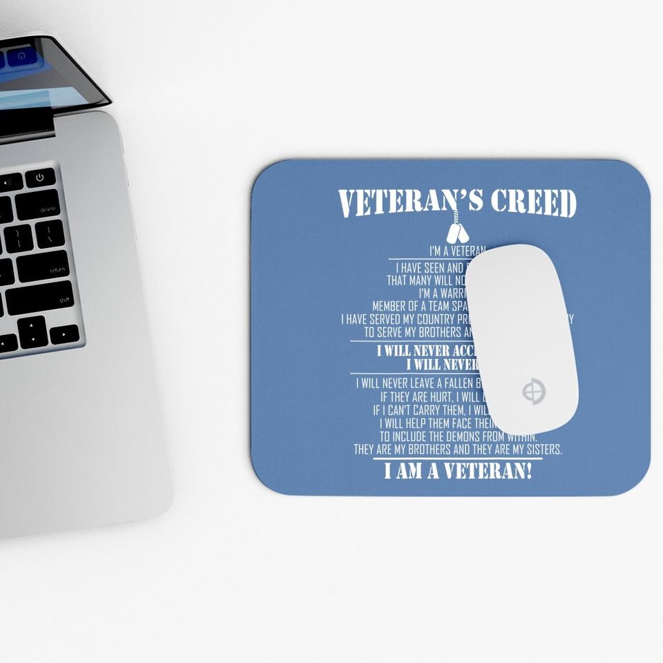 Veteran's creed I'm a veteran Mouse Pads