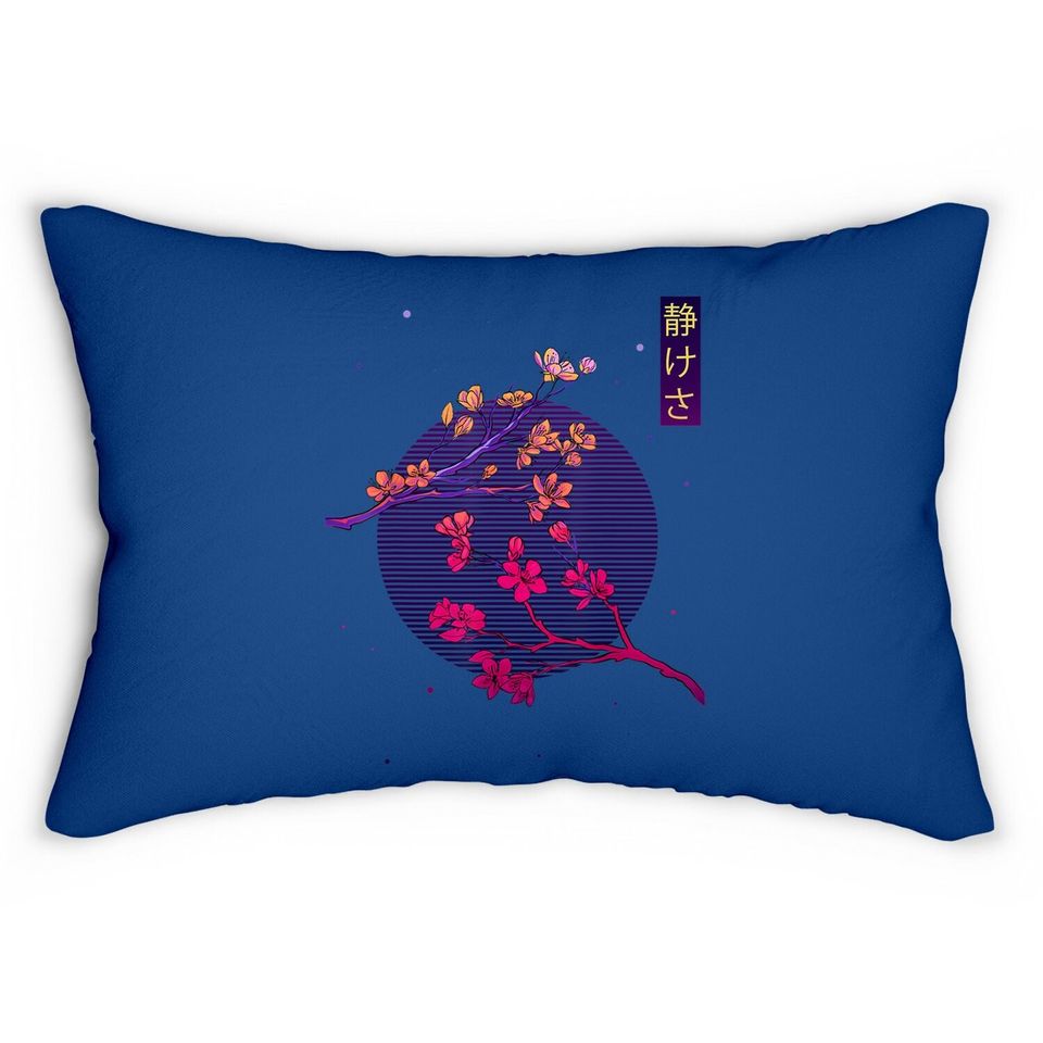Aesthetic Vaporwave Japanese Blossom Calmness Cherry Flower Lumbar Pillow