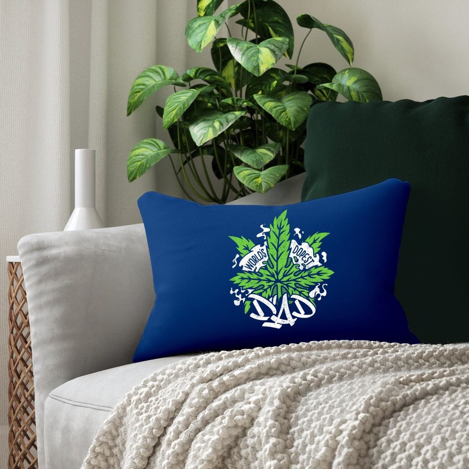 World's Dopest Dad Cannabis Leaf Weed Father Lumbar Pillow