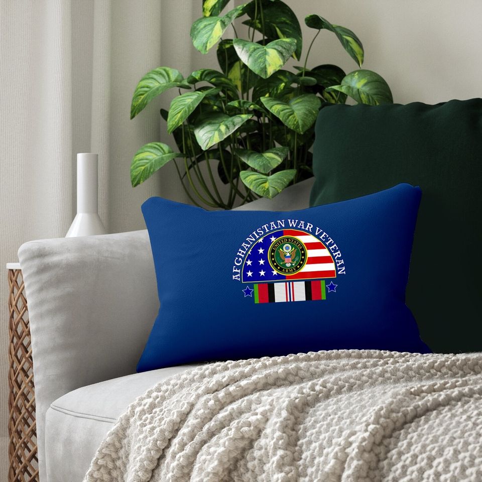 Army Afghanistan War Veteran Patch Image Lumbar Pillow