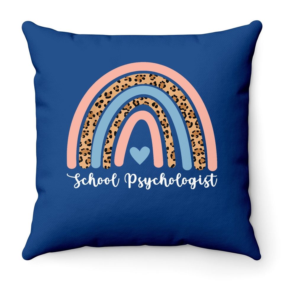 Rainbow Leopard Print School Psychologist Throw Pillow