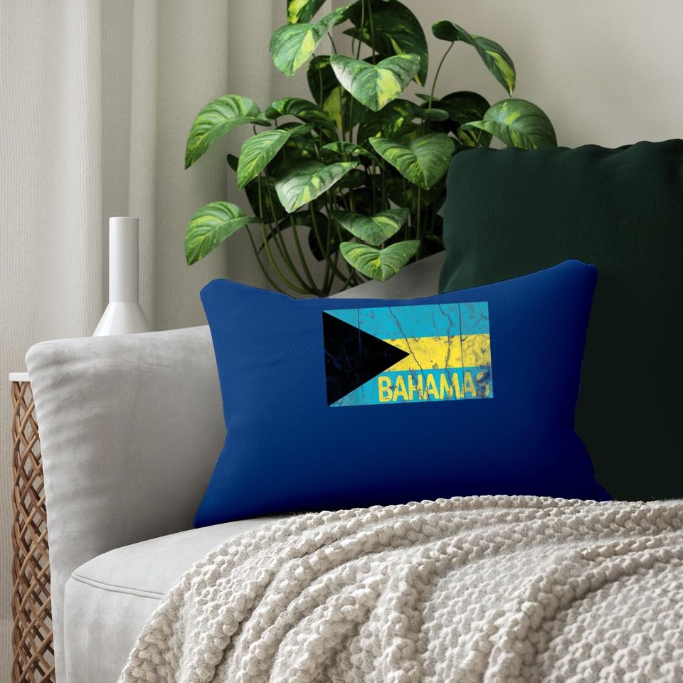 Bahamas Flag Distressed Vintage Lumbar Pillow