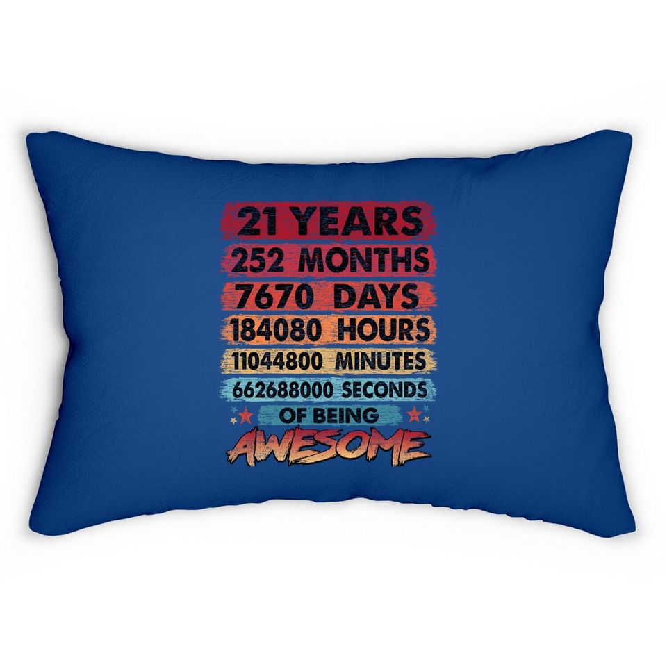 21 Years Old Retro 252 Months Birthday Lumbar Pillow
