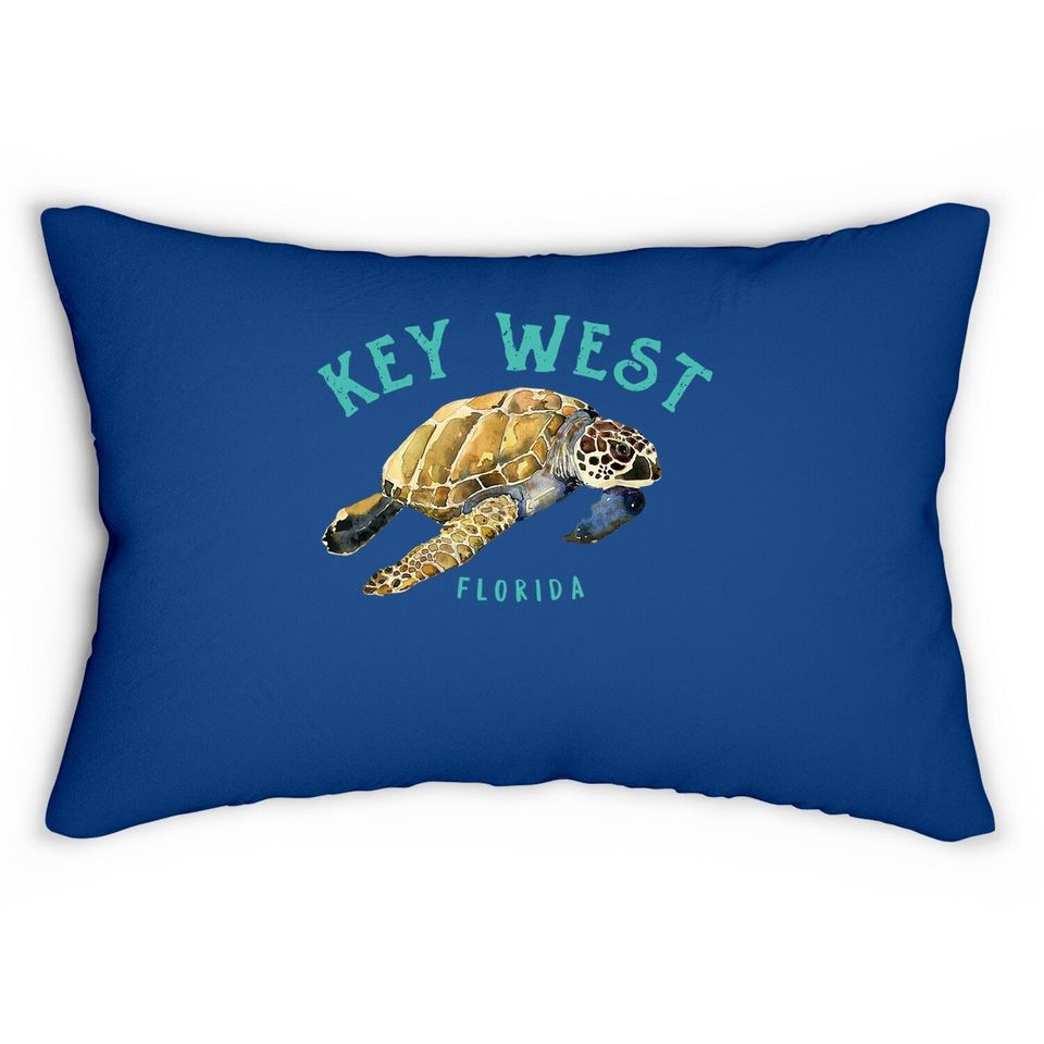 Key West Florida Happy Sea Turtle Lumbar Pillow