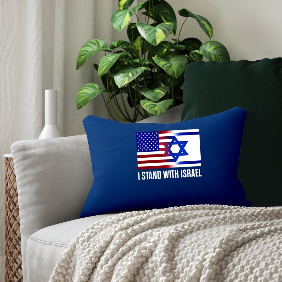 I Stand With Israel Patriotic Flag Lumbar Pillow