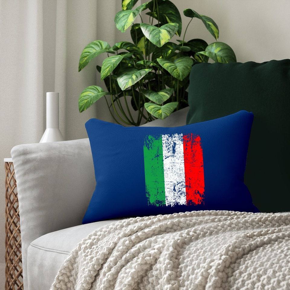 Italy Flag Vintage Distressed Lumbar Pillow